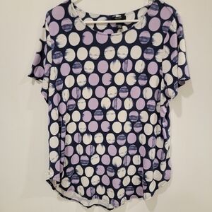 Alfani Purple and White Polka Dot Short Sleeve Top Plus Size 2X